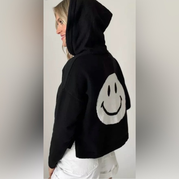 SIX FIFTY Smiley Feel Good Hoodie in Navy Blue White Medium - Picture 1 of 6